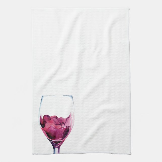 Red wine glass cabernet watercolor Kitchen Towels (Vertical)