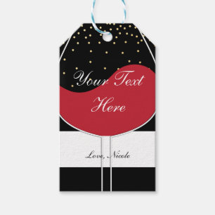 Red Wine Glass Chic Birthday Party Gift Tag