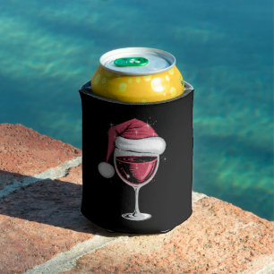 Red Wine Glass Christmas Funny Christmas Xmas  Can Cooler