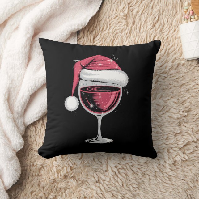 Red Wine Glass Christmas Funny Christmas Xmas  Cushion (Blanket)