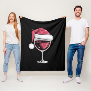 Red Wine Glass Christmas Funny Christmas Xmas Fleece Blanket