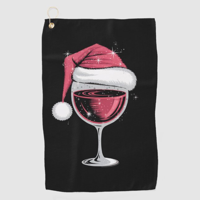 Red Wine Glass Christmas Funny Christmas Xmas  Golf Towel (Front)