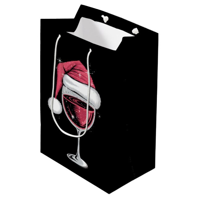 Red Wine Glass Christmas Funny Christmas Xmas  Medium Gift Bag (Front Angled)