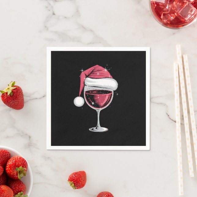 Red Wine Glass Christmas Funny Christmas Xmas  Napkin (Insitu)