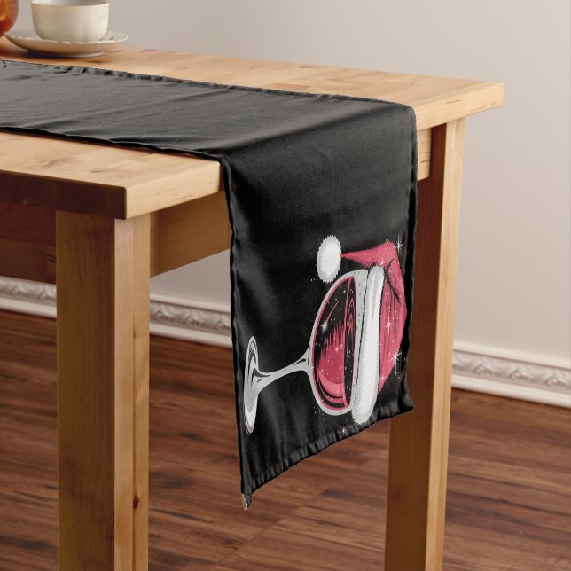 Red Wine Glass Christmas Funny Christmas Xmas  Short Table Runner (In Situ)