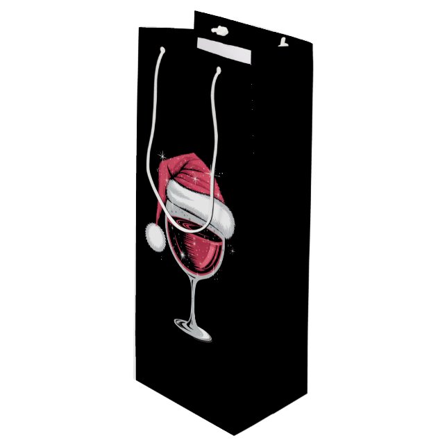 Red Wine Glass Christmas Funny Christmas Xmas  Wine Gift Bag (Front Angled)