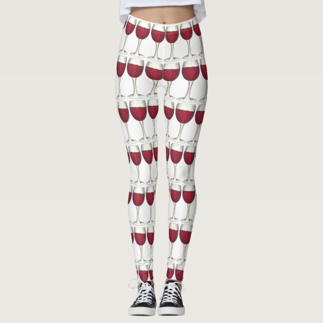 Red Wine Glass Glasses Merlot Cabernet Wines Food Leggings (Front)