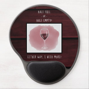 Red Wine Glass Half Empty Full Saying Watercolor Gel Mouse Mat