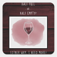 Red Wine Glass Half Empty Full Saying Watercolor