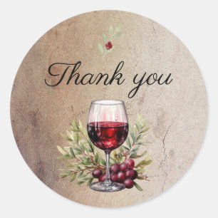Red Wine Glass Olive Watercolor 50th Birthday Classic Round Sticker