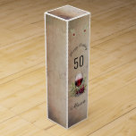 Red Wine Glass Olive Watercolor 50th Birthday  Wine Box<br><div class="desc">Red Wine Glass Olive Watercolor 50th Birthday wine box. The design has watercolor red wine glass and olive twigs and olives on a rustic stone texture. The text is fully customisable. Elegant and rustic birthday wine box for a woman or a man.</div>