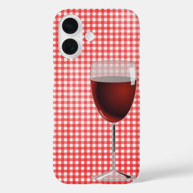Red Wine Glass On Gingham Case-Mate iPhone Case (Back)