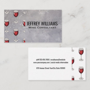 Red Wine Glass Pattern Business Card