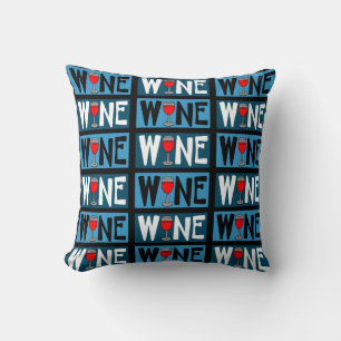 Red Wine Glass Pattern Cushion