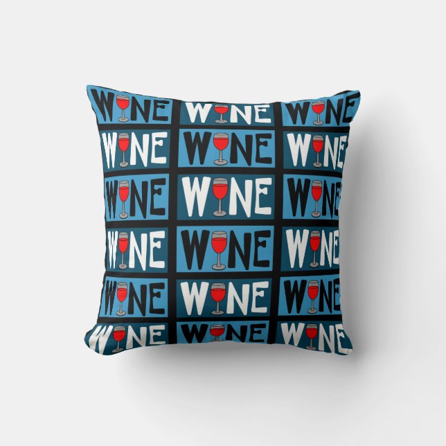 Red Wine Glass Pattern Cushion (Front)