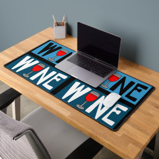 Red Wine Glass Pattern Desk Mat