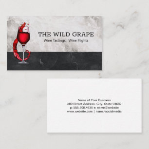 Red Wine Glass Pour Splash Business Card