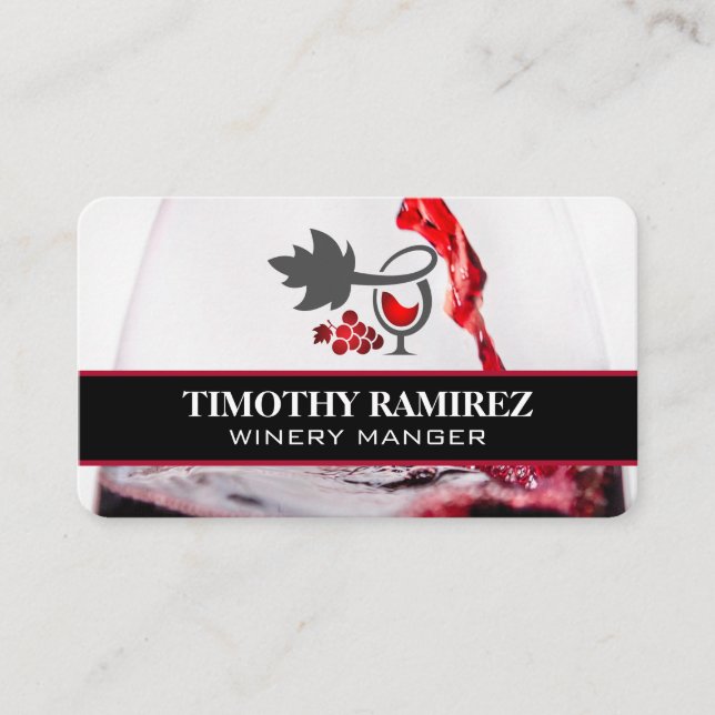 Red Wine Glass | Restaurant | Vineyard Business Card (Front)