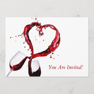 Red Wine Glass Tasting Club Party Invitation Card