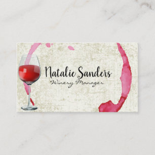 Red Wine Glass Vintage Wine Stain Business Card