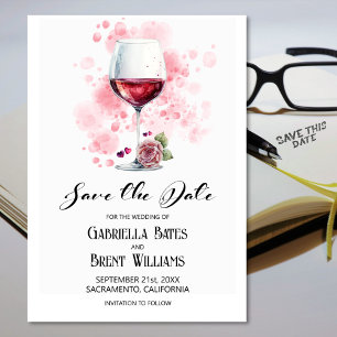 Red Wine Glass Wedding Save the Date