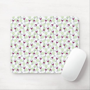 Red Wine Glass Whimsical Illustration Pattern  Mouse Mat