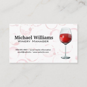 Red Wine Glass Wine Stains Background Business Card