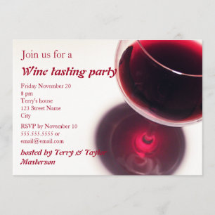 Red Wine Glass Wine Tasting Party Invite