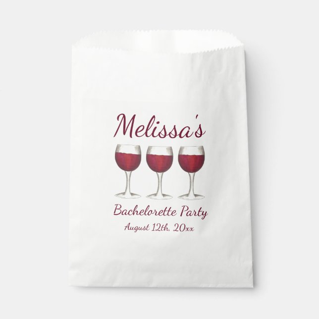 Red Wine Glasses Bachelorette Bridal Shower Party Favour Bags (Front)