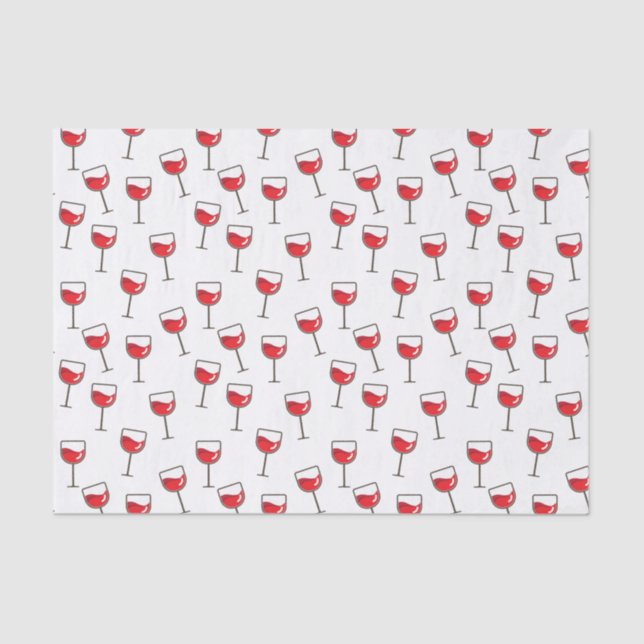 Red Wine Glasses Pattern on White Tissue Paper (Front)