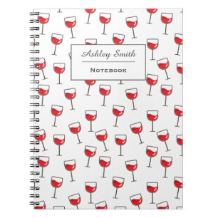 Red Wine Glasses Pattern Personalised Notebook