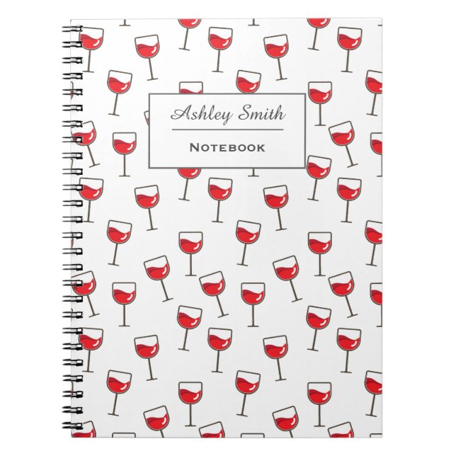 Red Wine Glasses Pattern Personalised Notebook (Front)