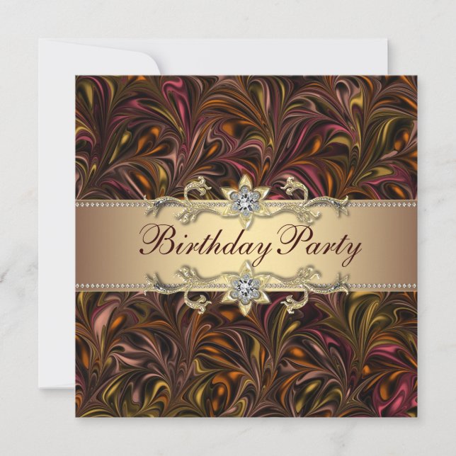 Red Wine Gold Birthday Party Invitation (Front)