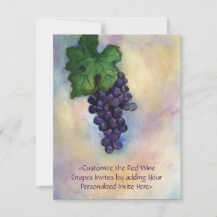 Red Wine Grapes Art Custom Invitations or Invites