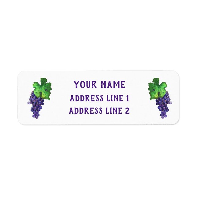 Red Wine Grapes Custom Return Address Labels (Front)