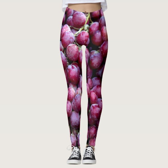 Red Wine Grapes: Luscious Background. Leggings (Front)