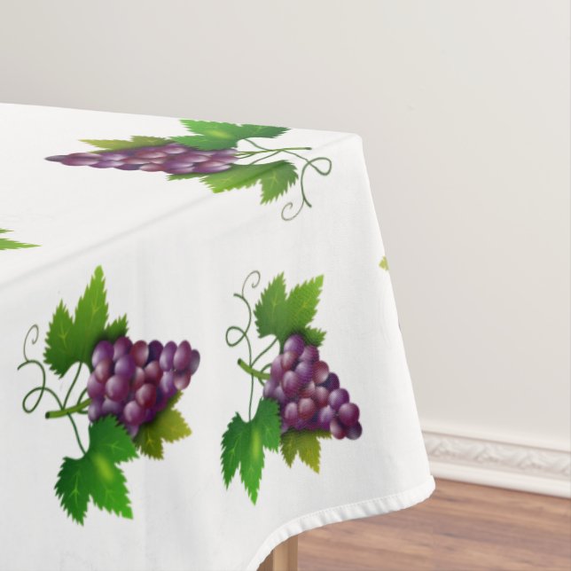 Red Wine Grapes on White Tablecloth (In Situ)