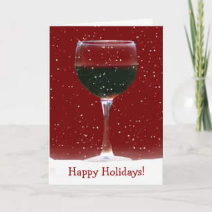 Red Wine Happy Holidays Card