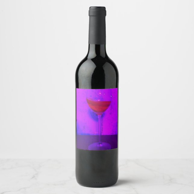 red wine in a glass label (Front)