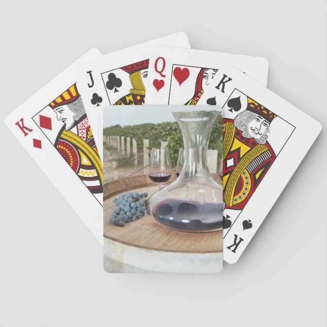 Red Wine In Vineyard Playing Cards (Back)