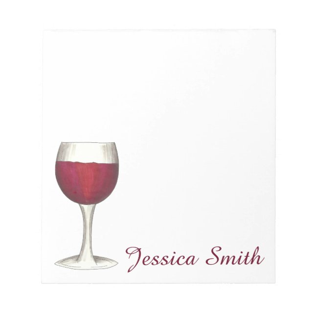 Red Wine Lover Glass Winery Personalised Notepad (Front)