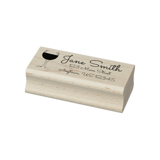 Red Wine Merlot Glass Winery Personalised Address Rubber Stamp (Stamp)