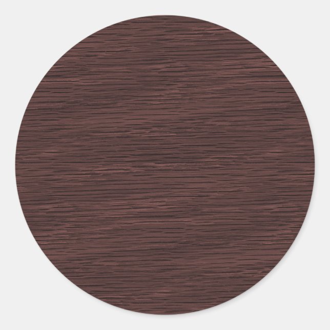 Red Wine Natural Oak Wood Grain Look Classic Round Sticker (Front)