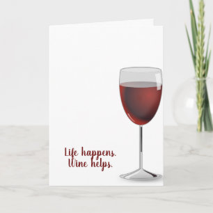 red wine on white birthday card