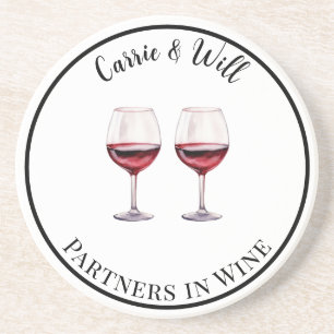 Red Wine Partners in Wine Drink Coaster
