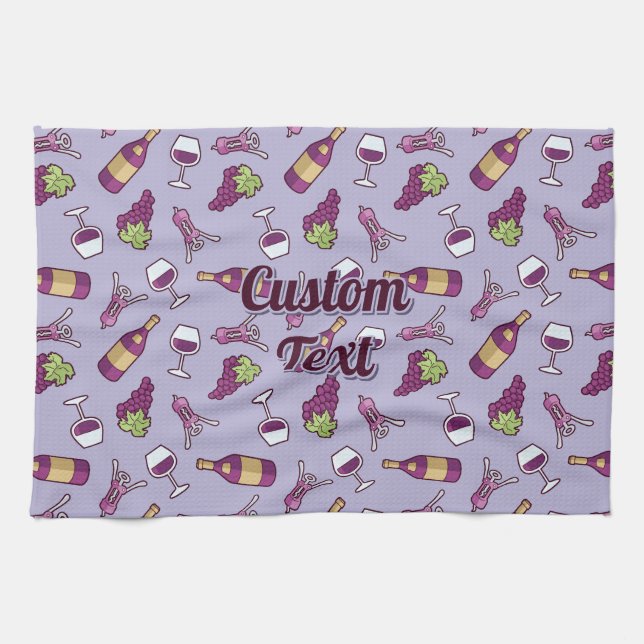 Red Wine Pattern Kitchen Towel (Horizontal)