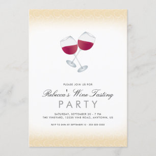 Red Wine, Personalised Wine Tasting Party Invitation