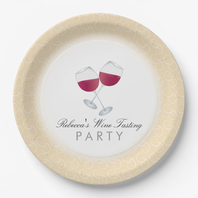 Red Wine, Personalised Wine Tasting Party Paper Plate (Front)