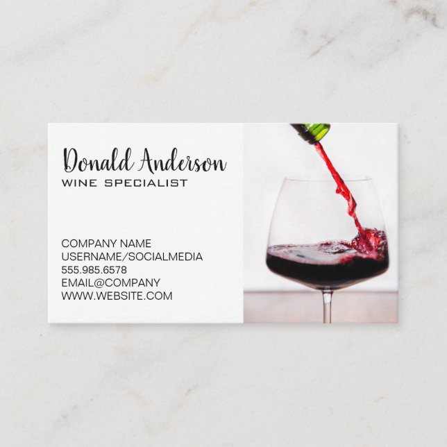 Red Wine Pour |  Business Card (Front)