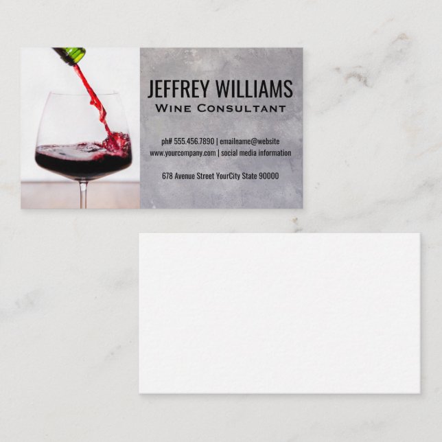 Red Wine Pour Glass | Winery Business Card (Front/Back)